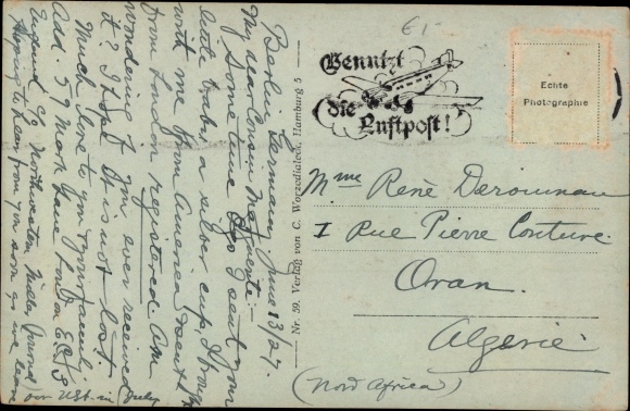 Postcard Hamburg Mitte St Pauli, Kersten Miles Bridge, Bismarck Monument