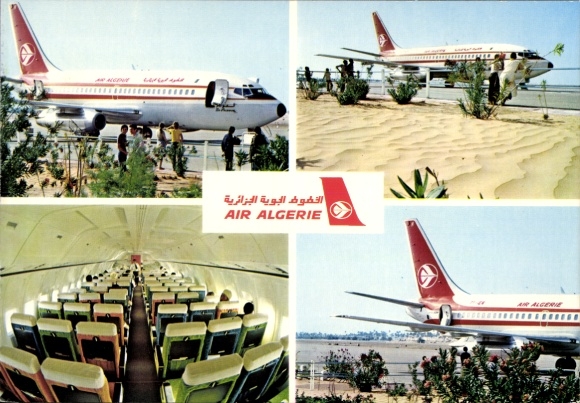 Postcard Algerian passenger aircraft, Air Algerie, interior view, Boeing 737 200