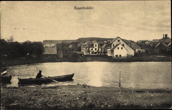 Ak Baumholder im Westrich, stadsgezichten, riviergedeelte, roeiboot