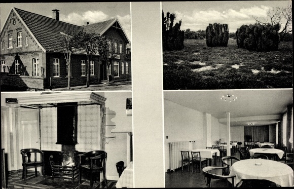 Postcard Börger in Emsland, vacation home, outside view, inside view, garden