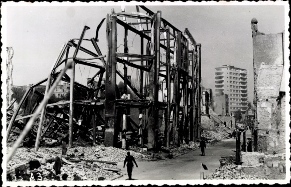 Foto Rotterdam Südholland Niederlande, Kriegszerstörung 2. WK, Gebäuderuinen