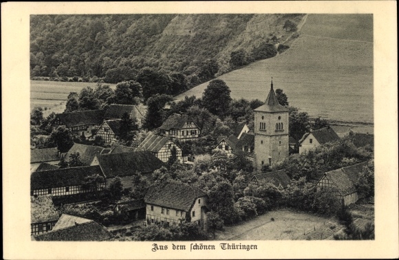 Ak Buchfahrt Buchfart Weimar land, kerk, uitzicht op de stad