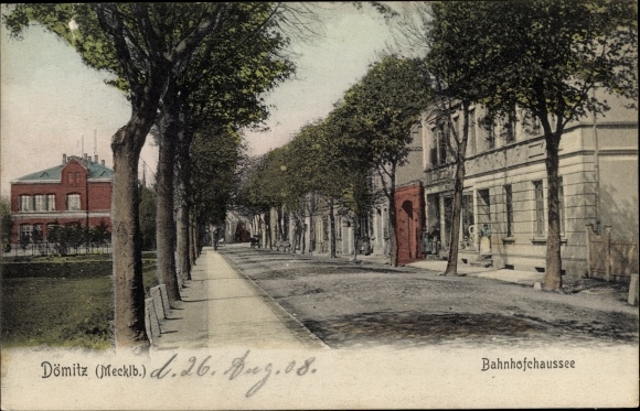 Postcard Dömitz on the Elbe Mecklenburg, Bahnhofchaussee