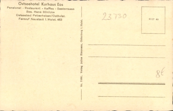 Postcard Ostseebad Pelzerhaken Neustadt in Holstein, Ostseehotel Kurhaus Eos