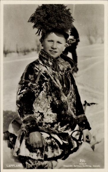 Postcard Lapland, boy in folk costume, portrait