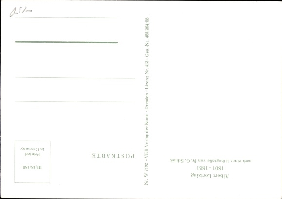 Artist Postcard Composer Albert Lortzing, portrait