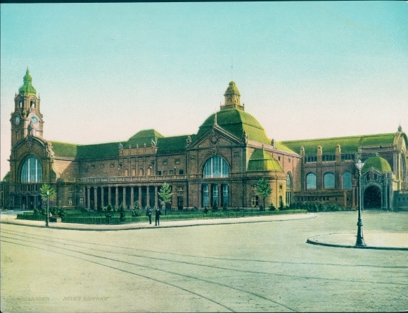 Chromo Foto Wiesbaden in Hessen, Neuer Bahnhof