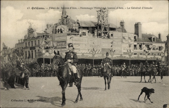 Postcard Orléans Loiret, festivities for Joan of Arc, General von Amade