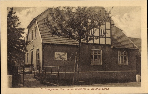 Postcard Quernheim Kirchlengern East Westphalia, bakery and grocery store