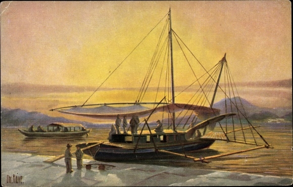 Artist Postcard Rave, Chr., Marine Gallery 56, Passenger Boat Manilla Cavit, Philippines, 19th Century