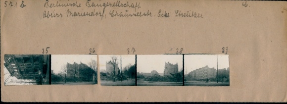 Contact afdrukken foto's Berlijn Mariendorf 5 foto's ca. 4x2 cm, Berlinische Baugesellschaft, Chausseestraße
