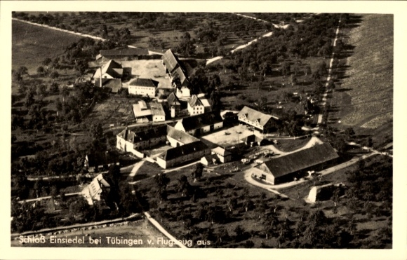 Ak Kirchentellinsfurt in Württemberg, Schloss Einsiedel, Schulungslager, Fliegeraufnahme