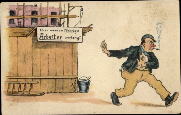Artist PC Scheuermann, Willi, construction site, capable workers are required here