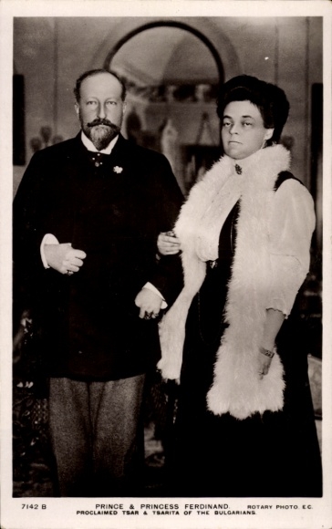 Postcard Prince Ferdinand of Bulgaria, future Tsar, Marie Louise of Bourbon-Parma