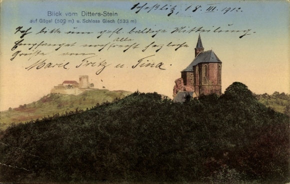 Postcard Schesslitz Scheßlitz in Upper Franconia, Giechburg, Giech castle ruins, Ditters-Stein