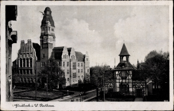 Postcard Gladbeck in the Ruhr area of Westphalia, town hall