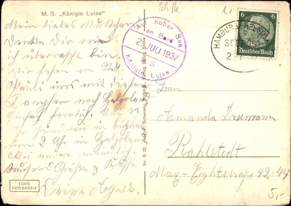 Ak Dampfer MS Königin Luise, HAPAG