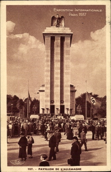 Postcard Paris, International Exhibition 1937, German Pavilion