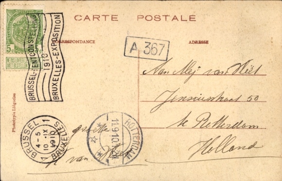 Postcard Brussels, World Exhibition 1910, Restaurants, Simple