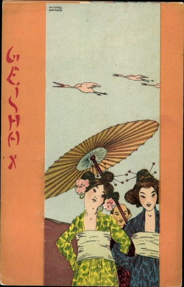 Art Nouveau-kunstenaar litho Kirchner, Raphael, Geisha X, Japanse vrouwen