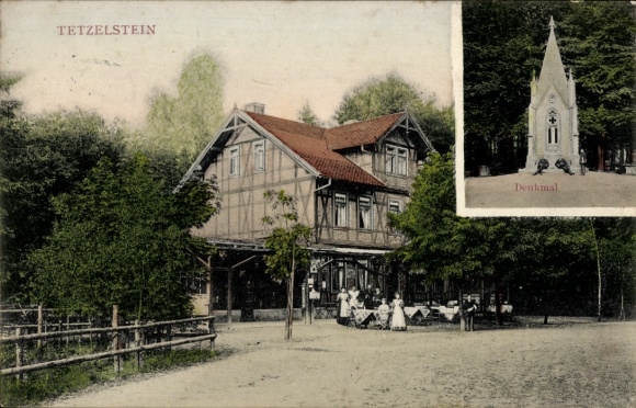 Postcard Tetzelstein Elm Schöppenstedt Lower Saxony, inn, monument