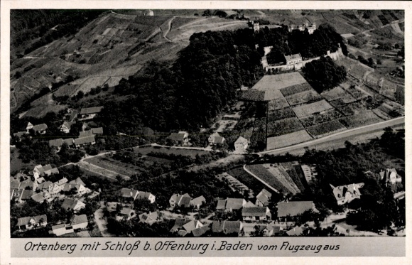 Postcard Ortenberg in Baden, aerial photograph, castle