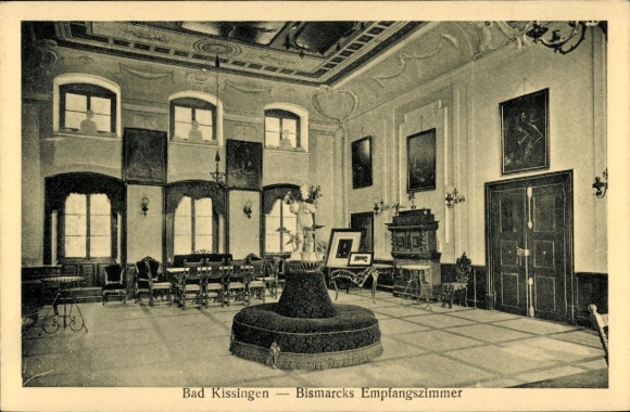 Postcard Bad Kissingen Lower Franconia Bavaria, Bismarck's reception room, furnishings, paintings, chairs