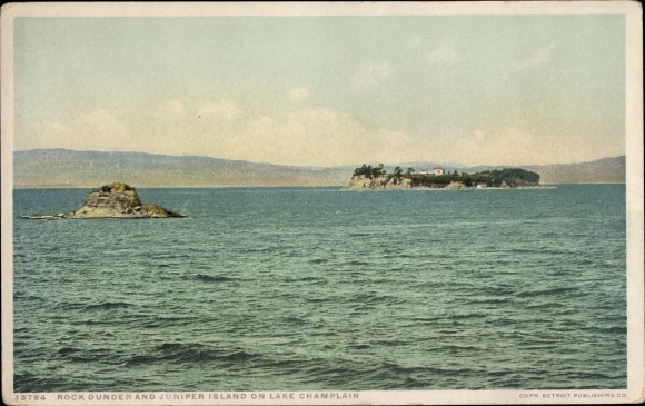 Ak Burlington Vermont Verenigde Staten, Lake Champlain, Rock Dunder, Juniper Island