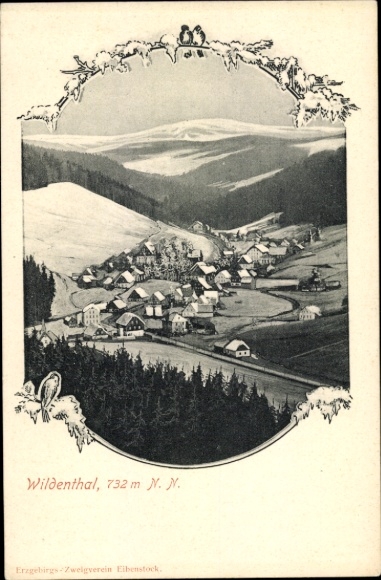 Passepartout Postcard Wildenthal Eibenstock in the Ore Mountains, general view