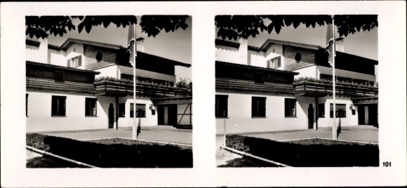 Stereo spatial image &quot;The NS model companies&quot;, III 101, No. 411, carpentry and hall construction Munich 9