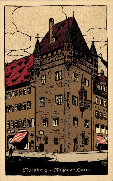 Steindruck Ak Nürnberg in Mittelfranken, Nassauer Haus