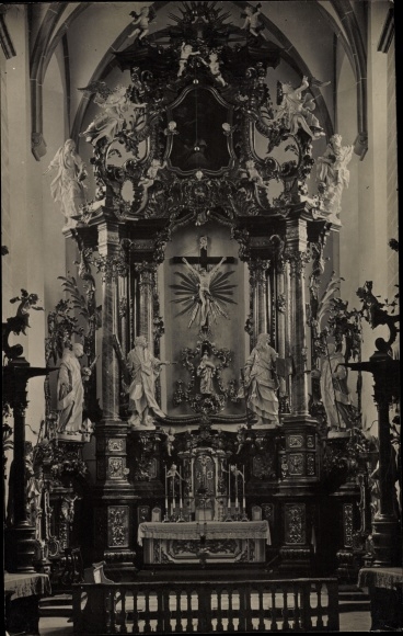 Photo Postcard Gaukönigshofen in Lower Franconia, church, interior view, altar
