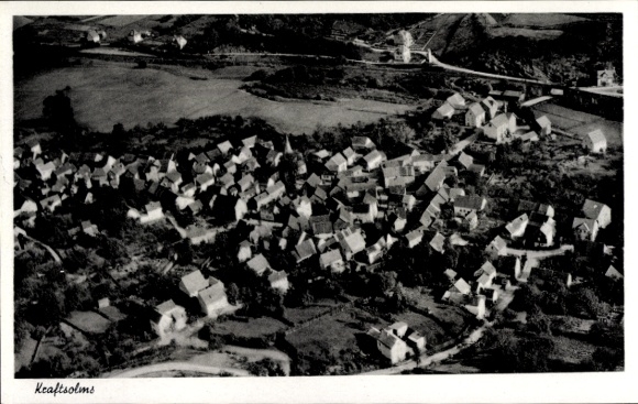 Postcard Kraftsolms Waldsolms in Hesse, aerial photograph