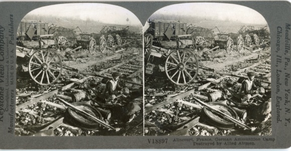 Stereo Foto Destroyed German ammunition camp, Alincourt