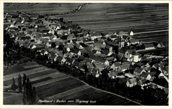 Postcard Karlsdorf Neuthard in Baden Württemberg, aerial photograph