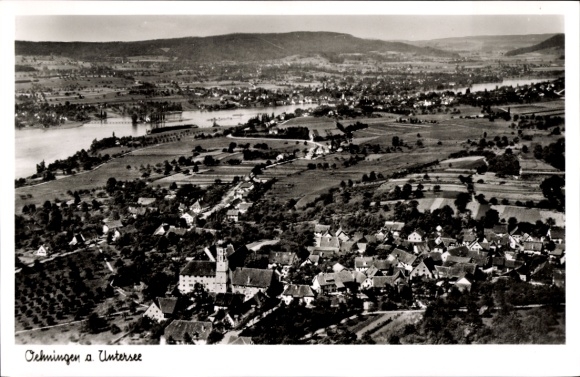 Postcard Oehningen Öhningen am Untersee Baden, aerial photograph