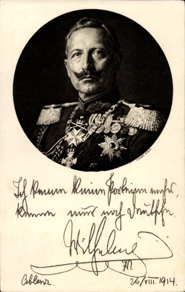 Postcard Kaiser Wilhelm II., Portrait, I no longer know any parties, quote 1914