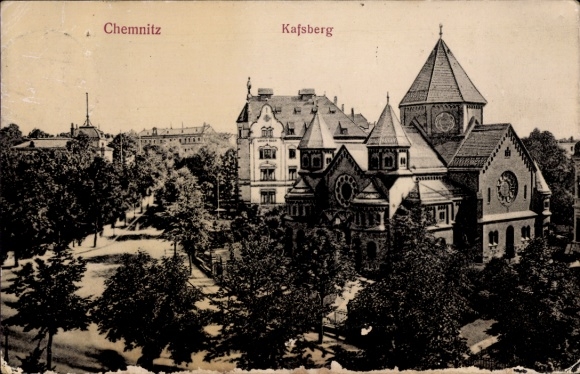 Judaika Postcard Kaßberg Chemnitz in Saxony, synagogue