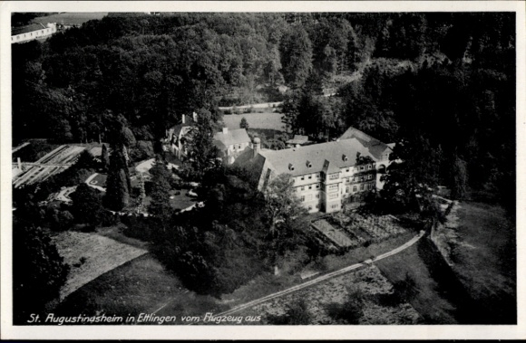 Postcard Ettlingen in Baden, St. Augustinsheim, aerial photograph