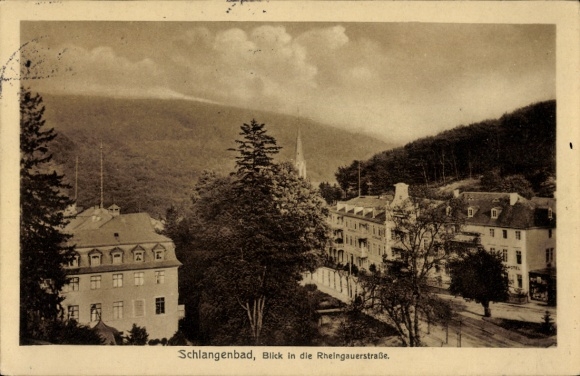 Postcard Schlangenbad in the Taunus Hessen, view of the Rheingauerstraße, idyllic landscape