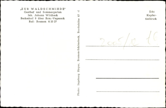 Postcard Beckedorf Schwanewede in Lower Saxony, Gasthof Zur Waldschmiede