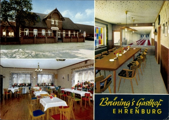 Postcard Ehrenburg in Lower Saxony, Brüning&#39;s inn with bowling alley, owner A. Sudmann
