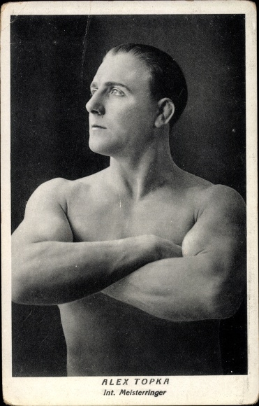 Postcard portrait Alex Topka, international champion wrestler