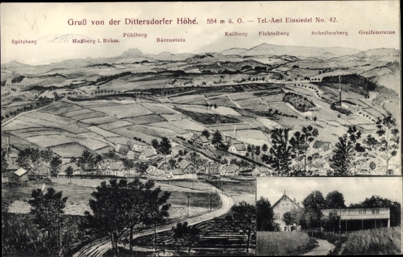 Postcard Dittersdorf Amtsberg in the Ore Mountains, Dittersdorfer height, panorama