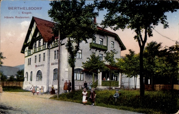 Postcard Berthelsdorf Weißenborn in the Erzgebirge, Hänels Restaurant