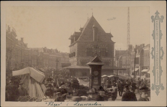 Cabinet Photo Leeuwarden Friesland Netherlands, Market Square
