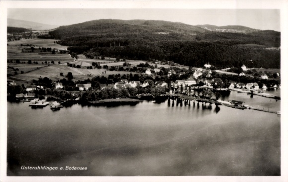 Postcard Unteruhldingen Uhldingen Mühlhofen am Bodensee, aerial photograph