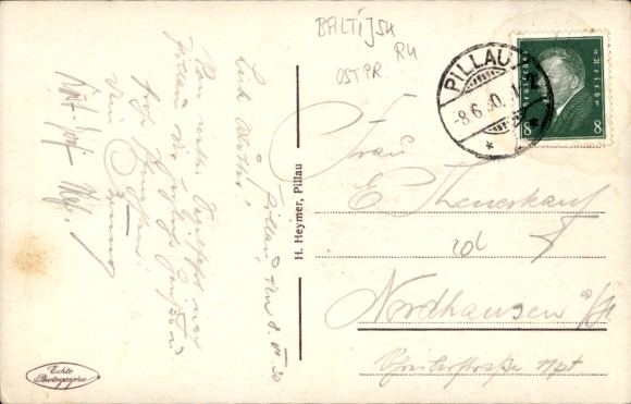 Postcard Baltijsk Pillau East Prussia, harbour, lighthouse