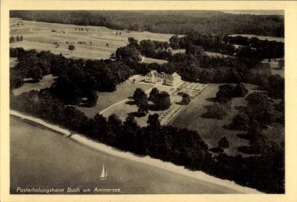 Postcard Buch am Ammersee Inning Upper Bavaria, Posterholungsheim, aerial photograph