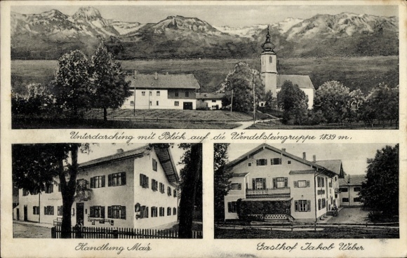 Ak Unterdarching Darching Valley in Oberbayern, Blick auf Wendelsteingruppe, Handlung Mais, Gasth
